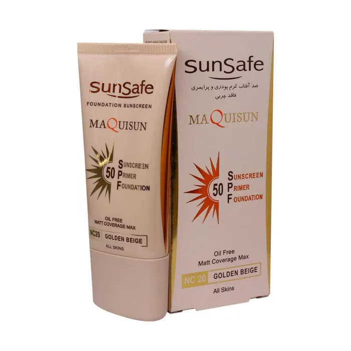 ضد آفتاب سان سیف کرم پودری و پرایمری مکیسان با SPF50 رنگی بژ طبیعی