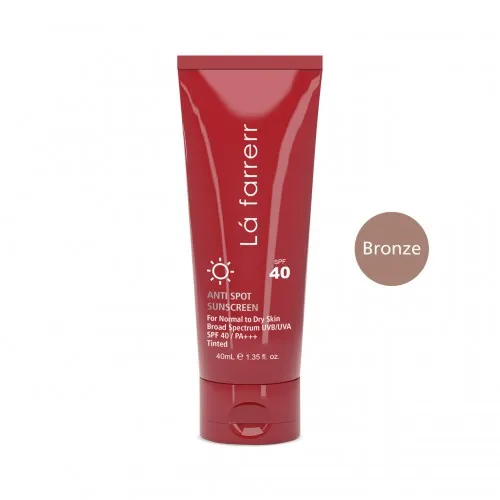 کرم ضد آفتاب SPF40 پوست خشک و معمولی لافارر رنگی برنز و ضد لک 40 میلی لیتر