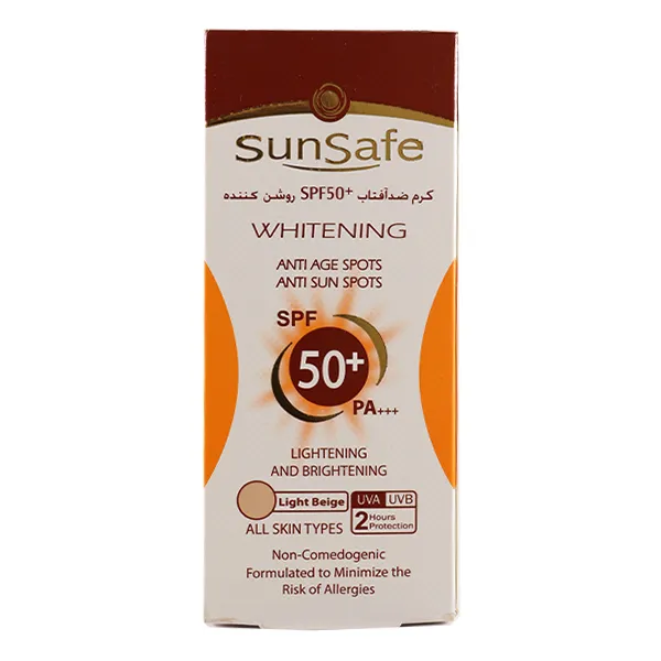 کرم ضد آفتاب روشن کننده رنگی سان سیف با SPF50 مناسب انواع پوست حجم 50 میلی لیتر