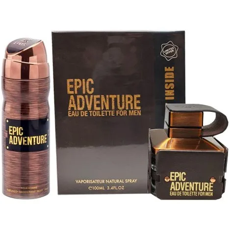 ادو تویلت مردانه عماد آرا (اورجینال )مدل Epic Adventure حجم 100 میلی لیتر به همراه اسپری خوشبو کننده بدن مردانه عماد آرا مدل Epic Adventure حجم 200 میلی لیتر