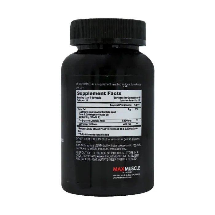 max muscle max cla 90 softgels back